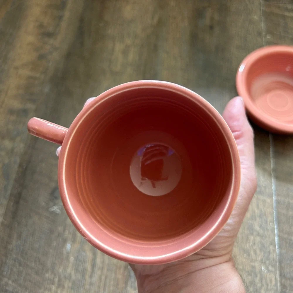 Fiesta Rose Tea Cup and Fruit Bowl Set Pink Ceramic Homer‎ Laughlin USA